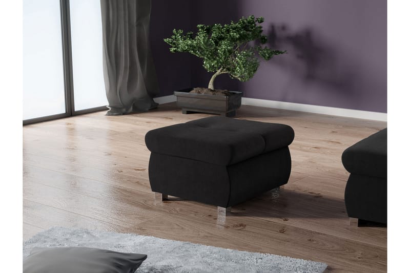 Cerys Fotpall 60 cm - Svart - Products - Möbler - Fåtölj & stolar - Pall & puff - Fotpallar