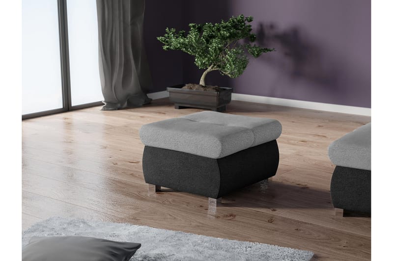 Cerys Fotpall 60 cm - Svart/Grå - Products - Möbler - Fåtölj & stolar - Pall & puff - Fotpallar