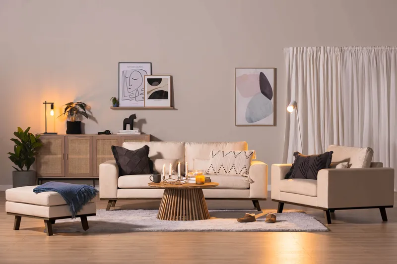 Copenhagen Fotpall Sammet - Beige - Products - Möbler - Fåtölj & stolar - Pall & puff - Fotpallar