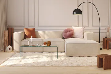 Cubo 1-sits  Rektangulär Fotpallsmodul i Manchester 80 cm bred - Beige - Products - Möbler - Fåtölj & stolar - Pall & puff - Fotpallar