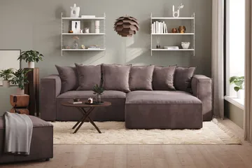 Cubo 1-sits  Rektangulär Fotpallsmodul i Sammet 120 cm bred - Mörkgrå - Products - Möbler - Fåtölj & stolar - Pall & puff - Fotpallar