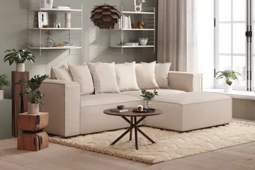 Cubo 1-sits  Rektangulär Fotpallsmodul i Tyg 120 cm bred - Beige - Products - Möbler - Fåtölj & stolar - Pall & puff - Fotpallar