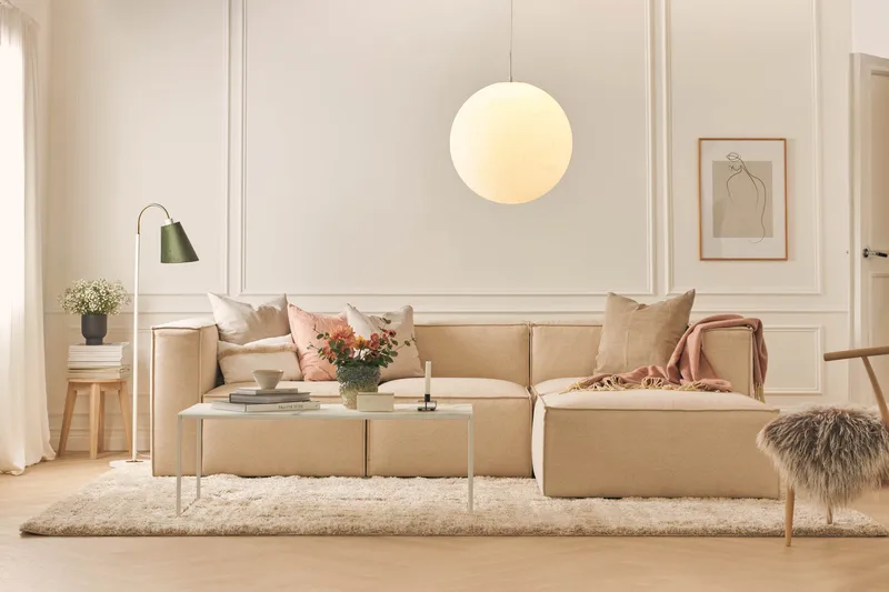 Cubo 1-sits  Rektangulär Fotpallsmodul i Tyg 80 cm bred - Beige - Products - Möbler - Fåtölj & stolar - Pall & puff - Fotpallar