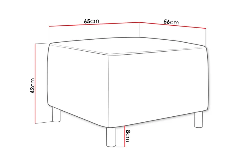 Eifion Fotpall 65 cm - Svart - Products - Möbler - Fåtölj & stolar - Pall & puff - Fotpallar