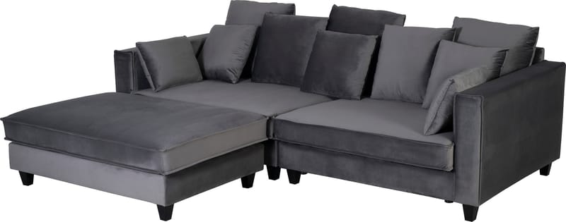 Fotpall Brandy 122x86 cm i Sammet - Mörkgrå - Products - Möbler - Fåtölj & stolar - Pall & puff - Fotpallar