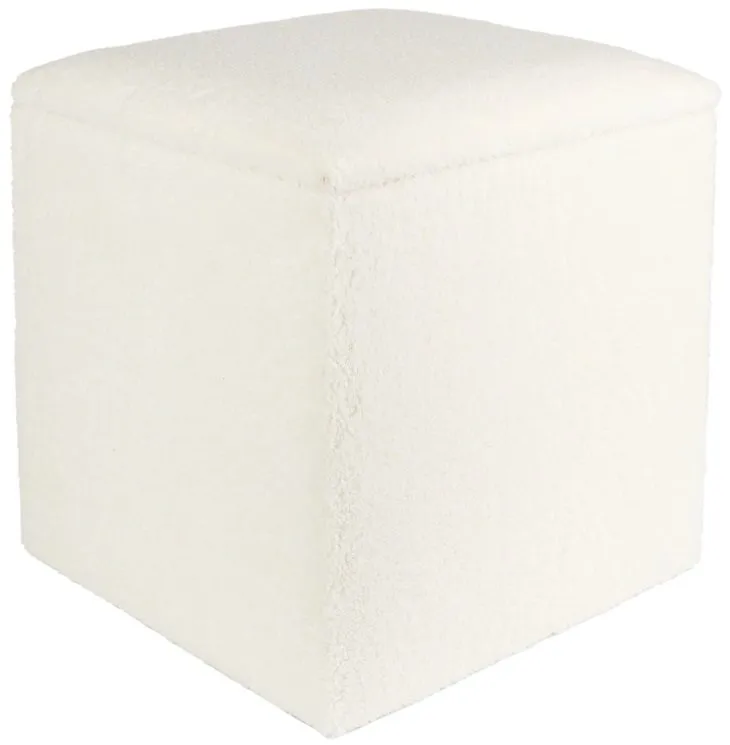 Fotpall med förvaring i teddy tyg - Vit - Products - Möbler - Fåtölj & stolar - Pall & puff - Fotpallar