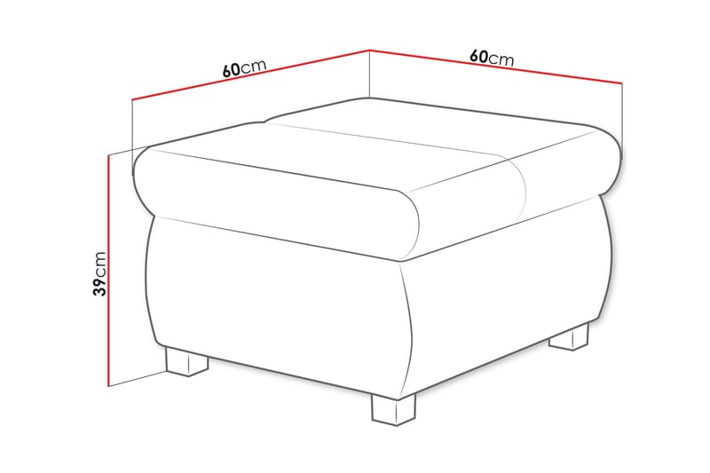 Gamal Fotpall 60 cm - Rosa - Products - Möbler - Fåtölj & stolar - Pall & puff - Fotpallar