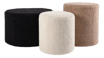 House Puff 35 cm Rund Teddy - Vit - Products - Möbler - Fåtölj & stolar - Pall & puff - Sittpuff