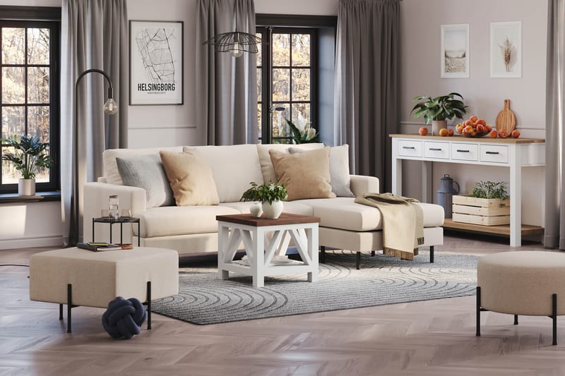 Menard Compact Sittpuff 60 cm Kvadratisk - Beige - Products - Möbler - Fåtölj & stolar - Pall & puff - Sittpuff