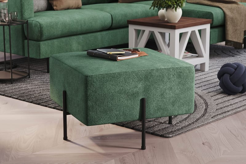 Menard Compact Sittpuff 60 cm Kvadratisk - Grön - Products - Möbler - Fåtölj & stolar - Pall & puff - Sittpuff