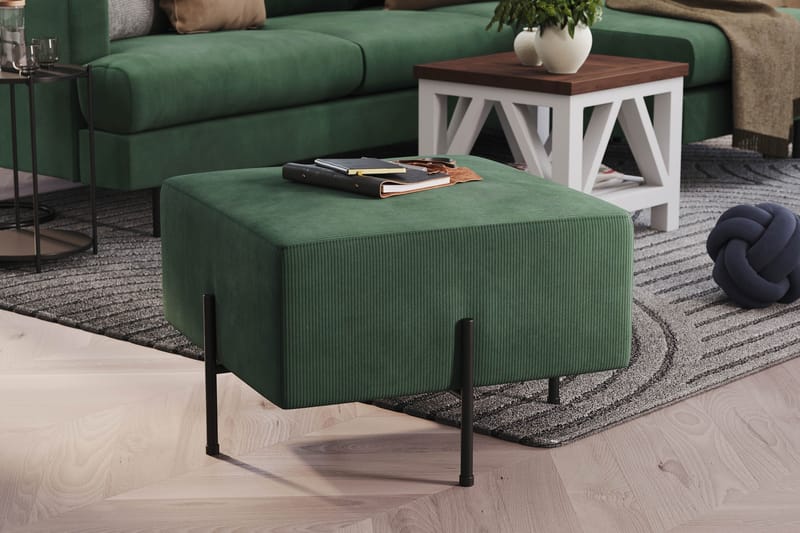 Menard Compact Sittpuff 60 cm Kvadratisk - Grön - Products - Möbler - Fåtölj & stolar - Pall & puff - Sittpuff