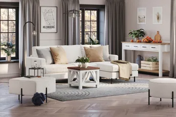 Menard Compact Sittpuff 60 cm Kvadratisk - Vit - Products - Möbler - Fåtölj & stolar - Pall & puff - Sittpuff