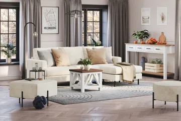 Menard Compact Sittpuff 60 cm Kvadratisk - Vit - Products - Möbler - Fåtölj & stolar - Pall & puff - Sittpuff
