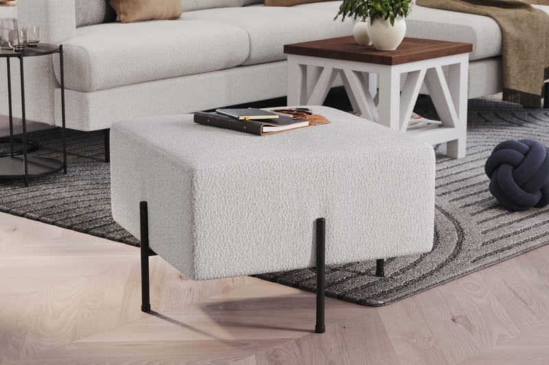 Menard Compact Sittpuff 60 cm Kvadratisk - Vit - Products - Möbler - Fåtölj & stolar - Pall & puff - Sittpuff