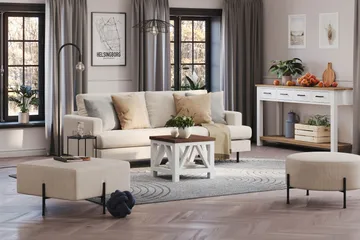 Menard Compact Sittpuff 70 cm Kvadratisk - Beige - Products - Möbler - Fåtölj & stolar - Pall & puff - Sittpuff