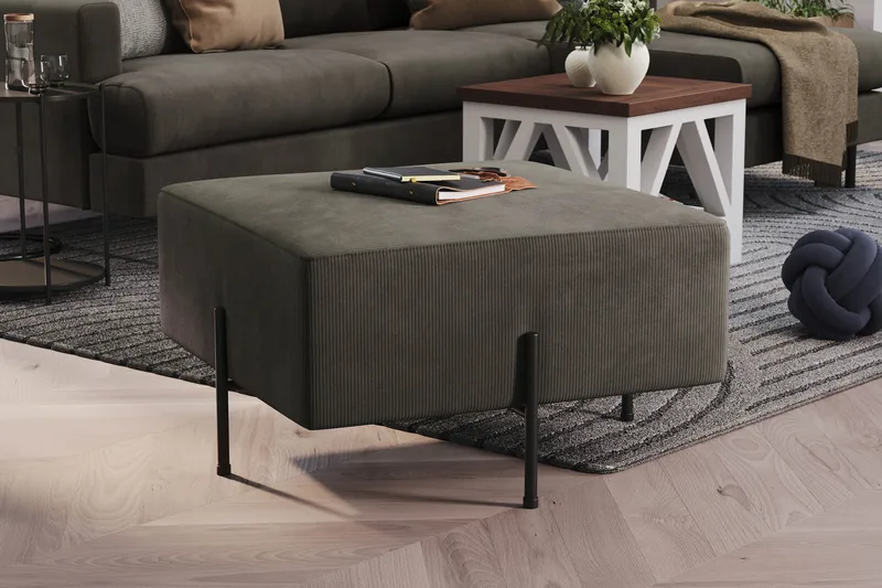 Menard Compact Sittpuff 70 cm Kvadratisk - Mörkgrå - Products - Möbler - Fåtölj & stolar - Pall & puff - Sittpuff