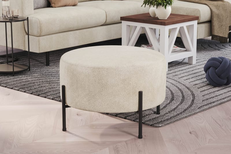 Menard Compact Sittpuff Rund 60 cm - Vit - Products - Möbler - Fåtölj & stolar - Pall & puff - Sittpuff