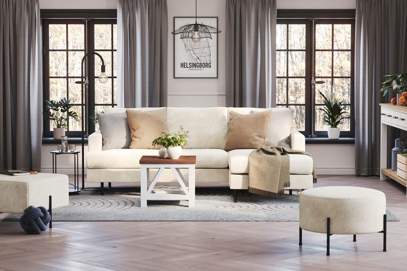Menard Compact Sittpuff Rund 60 cm - Vit - Products - Möbler - Fåtölj & stolar - Pall & puff - Sittpuff