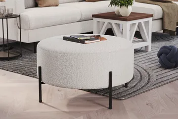 Menard Compact Sittpuff Rund 70 cm - Vit - Products - Möbler - Fåtölj & stolar - Pall & puff - Sittpuff