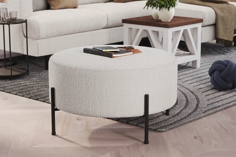 Menard Compact Sittpuff Rund 70 cm - Vit - Products - Möbler - Fåtölj & stolar - Pall & puff - Sittpuff