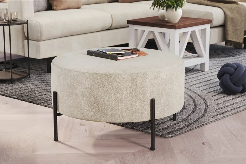 Menard Compact Sittpuff Rund 70 cm - Vit - Products - Möbler - Fåtölj & stolar - Pall & puff - Sittpuff