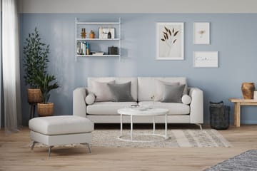 Ocean Lyx Fotpall - Linnebeige , Krom Ben - Products - Möbler - Fåtölj & stolar - Pall & puff - Fotpallar