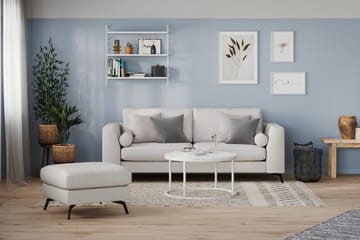 Ocean Lyx Fotpall - Linnebeige , Svarta Ben - Products - Möbler - Fåtölj & stolar - Pall & puff - Fotpallar