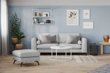 Ocean Lyx Fotpall - Linnegrå, Svarta Ben - Products - Möbler - Fåtölj & stolar - Pall & puff - Fotpallar