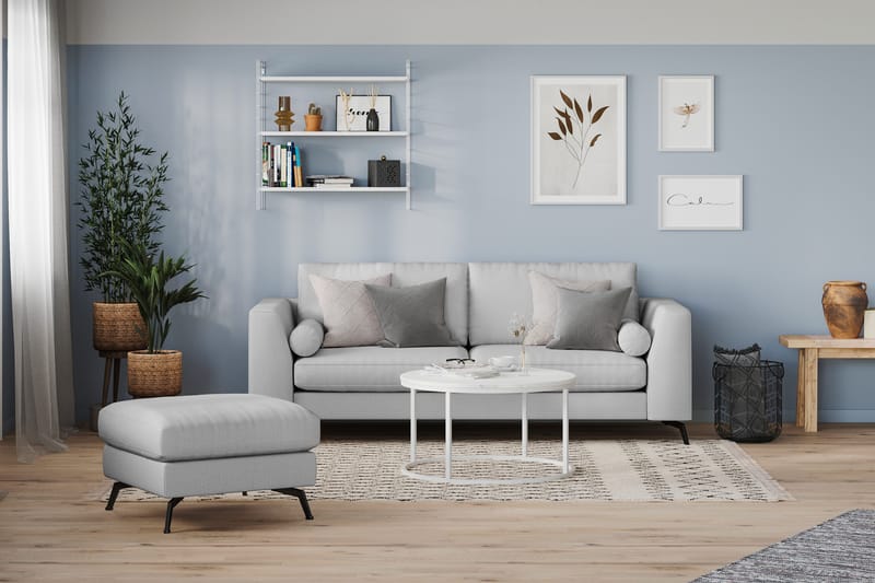 Ocean Lyx Fotpall - Linnegrå, Svarta Ben - Products - Möbler - Fåtölj & stolar - Pall & puff - Fotpallar