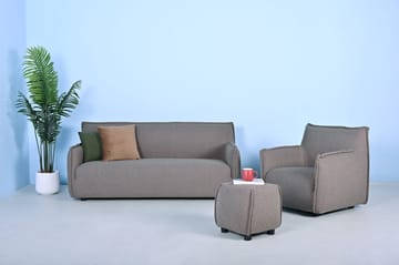 Pall 48x48 cm i mörkbeige bouclè - Gråbrun - Products - Möbler - Fåtölj & stolar - Pall & puff - Sittpuff