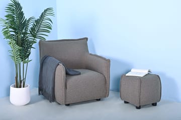 Pall 48x48 cm i mörkbeige bouclè - Gråbrun - Products - Möbler - Fåtölj & stolar - Pall & puff - Sittpuff