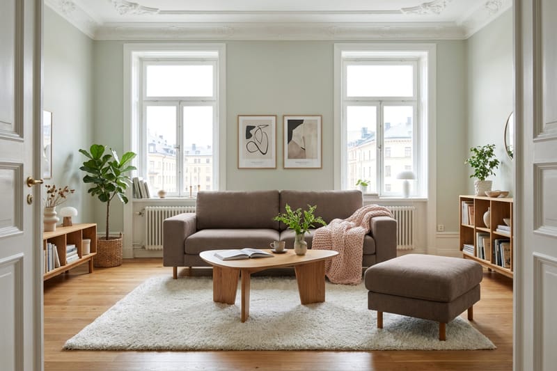 Scandi Fotpall i Tyg - Mörkbrun - Products - Möbler - Fåtölj & stolar - Pall & puff - Fotpallar