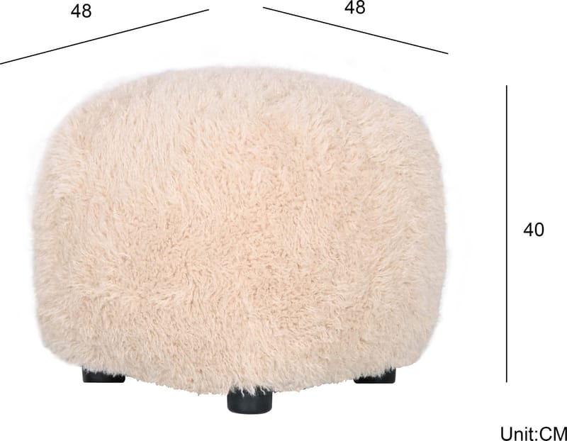 Sittpuff Fluffy i Hårigt Tyg - Beige - Products - Möbler - Fåtölj & stolar - Pall & puff - Sittpuff