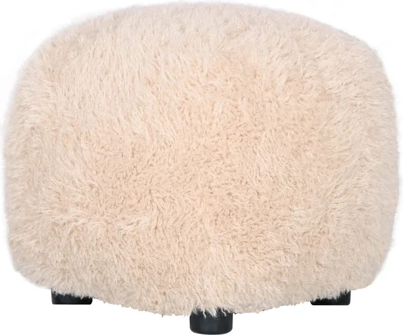 Sittpuff Fluffy i Hårigt Tyg, Beige