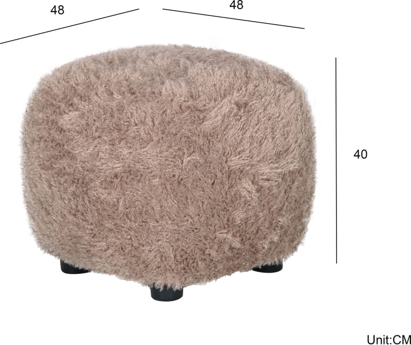 Sittpuff Fluffy i Hårigt Tyg - Brungrå - Products - Möbler - Fåtölj & stolar - Pall & puff - Sittpuff