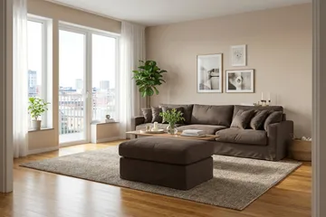 Valencia Fotpall med avtagbar och tvättbar klädsel - Mörkbrun - Products - Möbler - Fåtölj & stolar - Pall & puff - Fotpallar