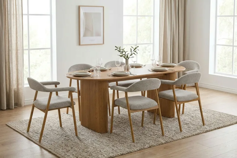 Ronja Matstol i metall med tygsits - Beige/Ek - Products - Möbler - Fåtölj & stolar - Matstol & köksstol