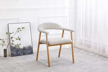 Ronja Matstol i metall med tygsits - Beige/Ek - Products - Möbler - Fåtölj & stolar - Matstol & köksstol