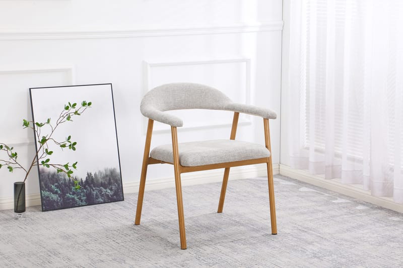 Ronja Matstol i metall med tygsits - Beige/Ek - Products - Möbler - Fåtölj & stolar - Matstol & köksstol