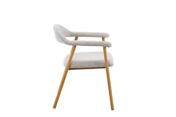 Ronja Matstol i metall med tygsits - Beige/Ek - Products - Möbler - Fåtölj & stolar - Matstol & köksstol