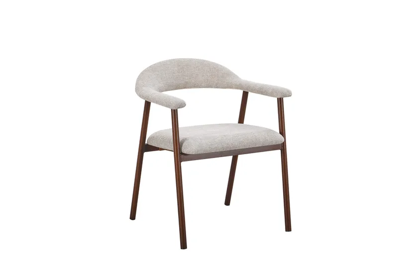 Ronja Matstol i metall med tygsits - Beige/Valnöt - Products - Möbler - Fåtölj & stolar - Matstol & köksstol