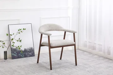 Ronja Matstol i metall med tygsits - Beige/Valnöt - Products - Möbler - Fåtölj & stolar - Matstol & köksstol