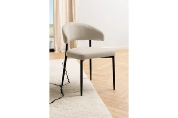 Sawako Matstol & Köksstol i Tyg med Svarta Metallben - Beige - Products - Möbler - Fåtölj & stolar - Matstol & köksstol