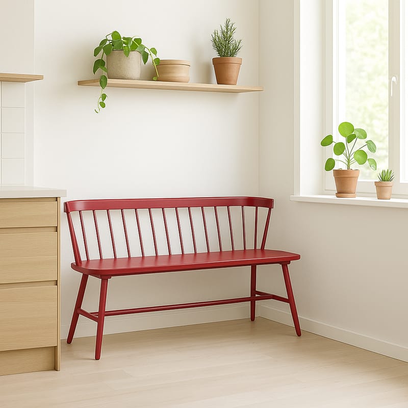 Pinnsoffa röd klassisk design - Sandhamn - Röd - Products - Möbler - Fåtölj & stolar - Sittbänk - Bänk med ryggstöd