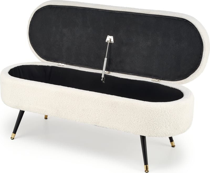 Sittbänk med förvaring offwhite 120 cm bred - Offwhite/svart - Products - Möbler - Fåtölj & stolar - Sittbänk