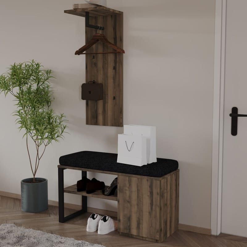 Uniqo Hallställsset 35x90x35 cm - Antik valnöt - Products - Möbler - Fåtölj & stolar - Sittbänk