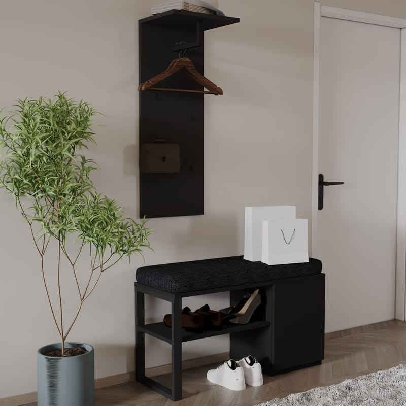 Uniqo Hallställsset 35x90x35 cm - Svart - Products - Möbler - Fåtölj & stolar - Sittbänk