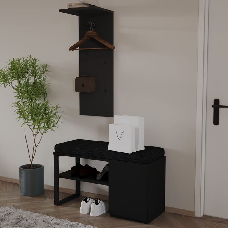 Uniqo Hallställsset 35x90x35 cm - Svart - Products - Möbler - Fåtölj & stolar - Sittbänk