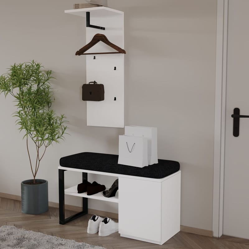 Uniqo Hallställsset 35x90x35 cm - Vit - Products - Möbler - Fåtölj & stolar - Sittbänk