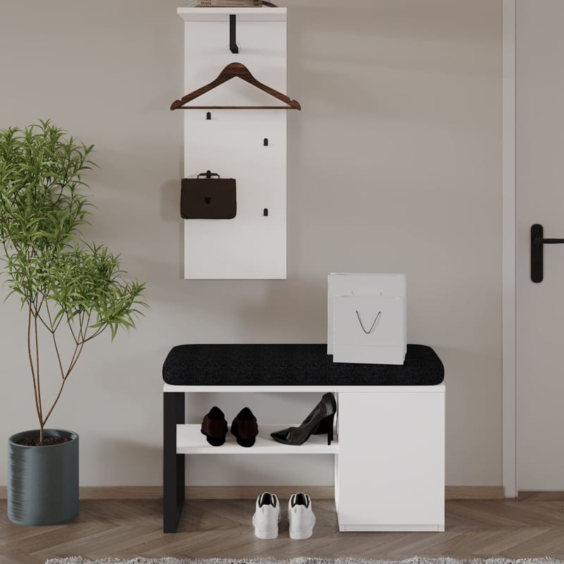 Uniqo Hallställsset 35x90x35 cm - Vit - Products - Möbler - Fåtölj & stolar - Sittbänk